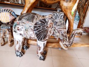 Ensemble de statue d'éléphant - Décoration en bois