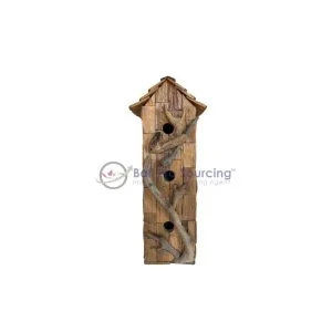 3 Hole Bird House Natural