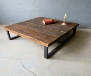 Table Basse carrée en bois et cadre métalique - COFFEE TABLE