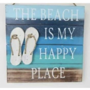 Wall Decor "The Beach Is My Happy Place" With Flip Flop