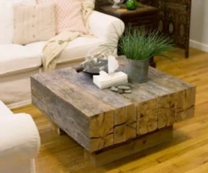 Table Basse Poutres bois sur socle - COFFEE TABLE