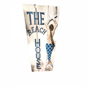 Wall decor "Beach House" With Blue Mermaid