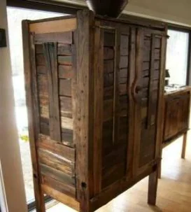 Armoire volets 2 portes en bois - CABINET