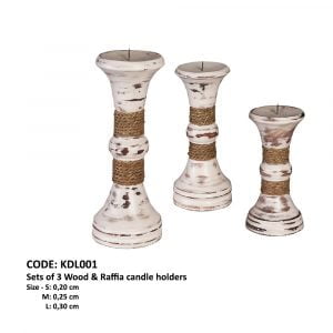 Bougeoirs en bois et raphia 1