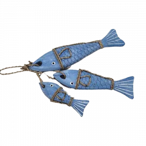 A set Of 3 Small Wooden Fish