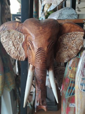 Tête d'éléphant Décoration en bois