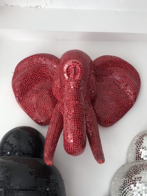 Elephant’s head glass decoration
