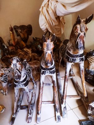 Horses wooden decoration set of 3