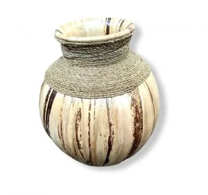 Natural plam vase and ceramic - Vase en palmier naturel