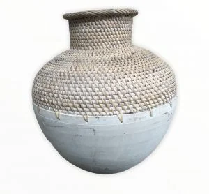 Pot wood and natural rattan - Pot en bois et rotin