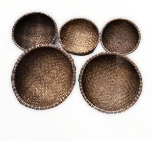 Set of 5 bamboo bowl baskets - Ensemble de 5 paniers bols en bambou