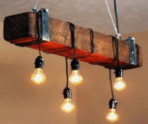 Suspension light on solid wood beam - LAMP HANGING