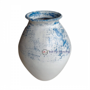 White Washed Blue Motive Lombok Pot