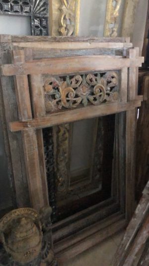 Wooden Mirror Frame With Flower Carved