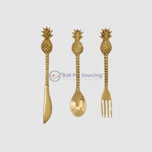 Gold Brass Cutlery set Pineapple