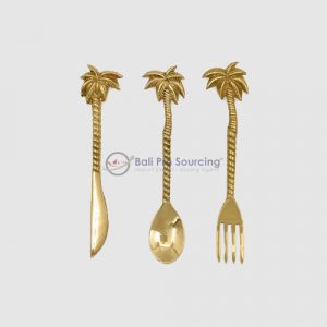 Gold Brass Cutlery set Palm