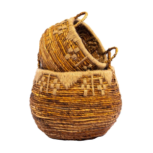A Set Of 2 Natural Black Kufa Basket