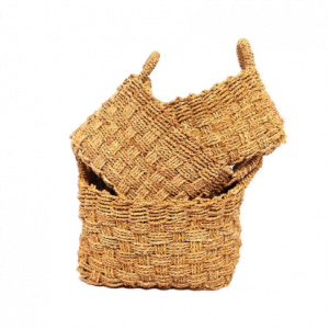 A Set Of 3 Natural White Laundry Basket Catur Plain