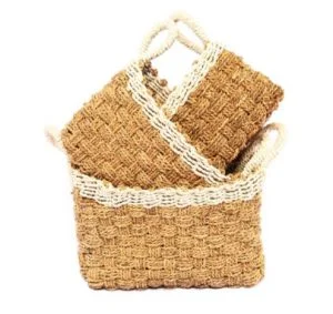 A Set Of 3 Natural White Laundry Basket Marhata