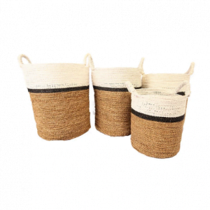 A Set Of 4 Natural White Laundry Basket Kakai