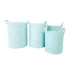 Lot de 4 Paniers à Linge Blanc Naturel Kila