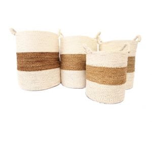 A Set Of 4 Natural White Laundry Basket Malau