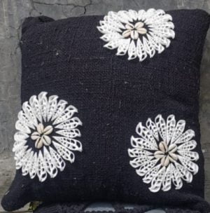 Black Flower Sea Shell pillow cover