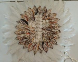 Cross Sea Shell White Feather wall decoration