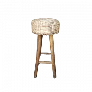 Cylinder stool with wooden legs