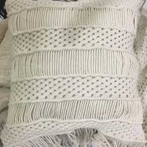 Mamas Macrame Pillow Cover with Fringe C