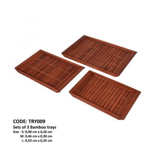 Set of 3 bamboo trays - Ensemble de trois grands plateaux en bambou