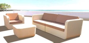 Synthetic Rattan Table and Sofa 3