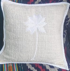 White Palm Tree Embroidery Pillow