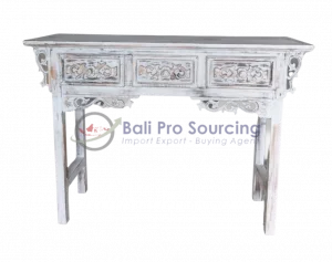 White Wash Carved Console