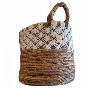 A Set Of 3 Knitting Basket Natural & White