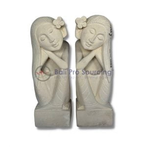 A Set Of 2 Beautiful Balinese Women Statue