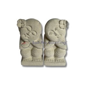 A Set Of 2 Small Balinese Babies Statue