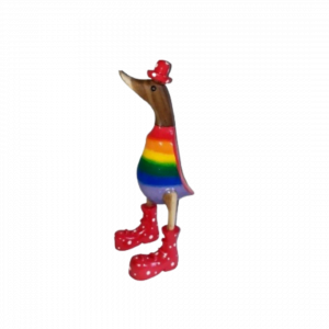 Wooden Duck With Rainbow Shirt