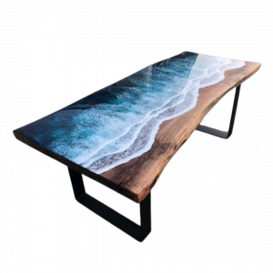Wooden Resin Table Waves
