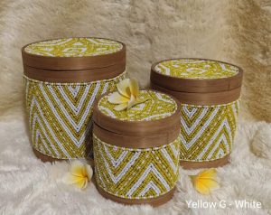 yellow white bamboo bali box