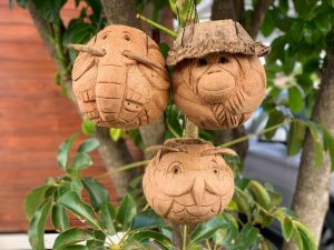 Handmade Animals Carved Out Of Coconut