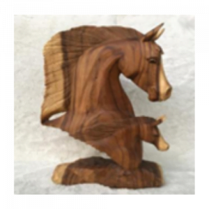 Wooden Carving Two Horses Head 2