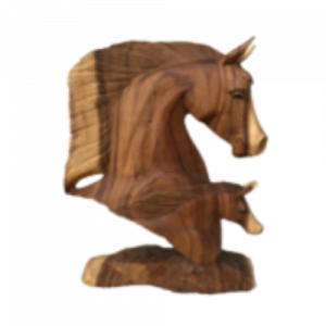 Wooden Carving Two Horses Head