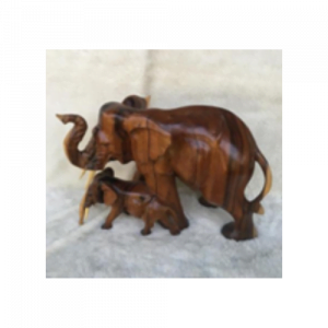 Wooden Elephant With Baby 2