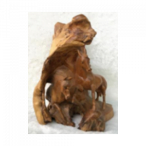 Wooden Take Root Single Horse Carving Arround