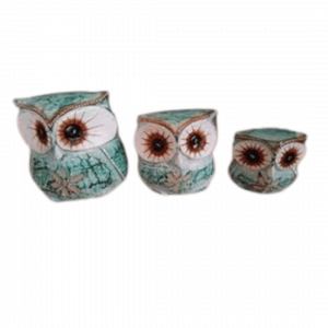 A Set Owls Wooden Decoration