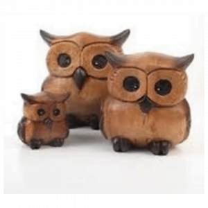 A Set Owls Wooden Decoration