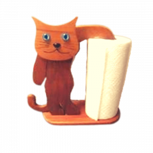 Wooden Cat Tissue Holder Decoration