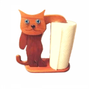 Wooden Cat Tissue Holder Decoration