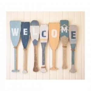 Wooden Paddle Sign 'Welcome' Decoration